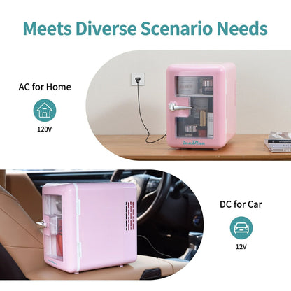 Portable Mini Fridge With Viewing Window For Drinks And Makeup 5