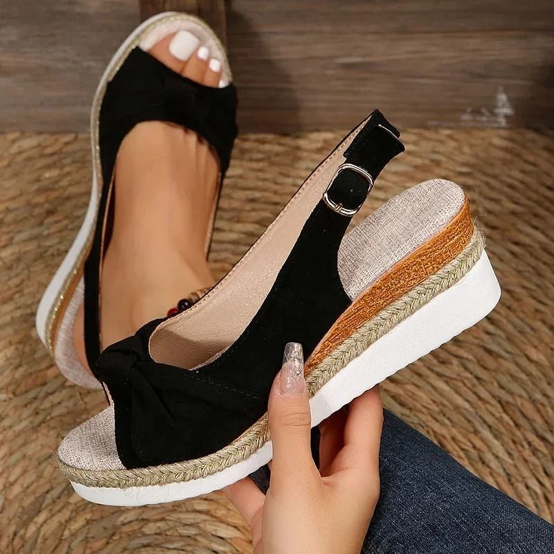 Lightweight Peep Toe Wedge Sandals Casual Platform Espadrilles Plus Size 2