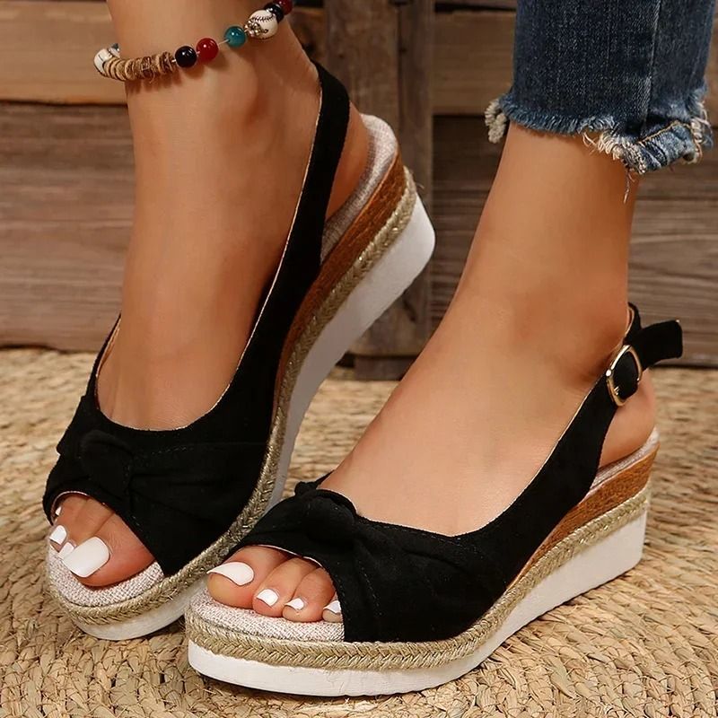 Lightweight Peep Toe Wedge Sandals Casual Platform Espadrilles Plus Size 6