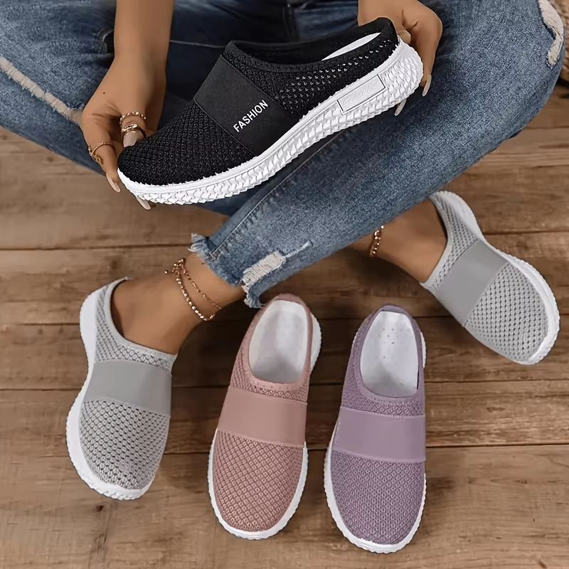 Solid Color Women's Mules – Soft Sole Platform Slip-On Walking Shoes