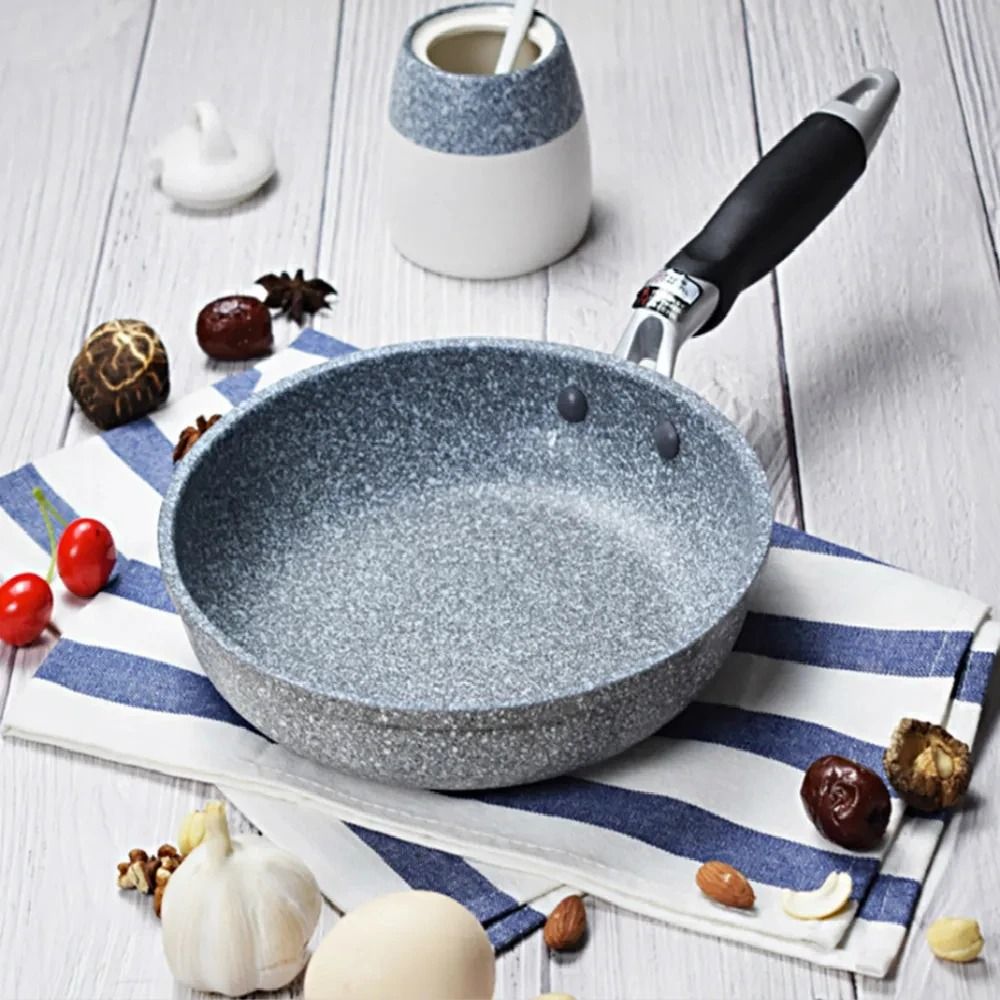 Durable Stone Frying Pan and Wok with Nonstick Surface for Home Cooking