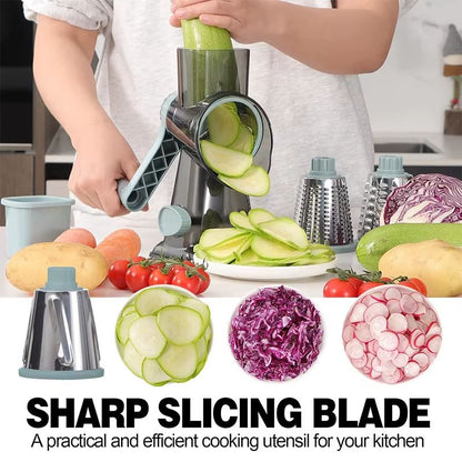 3in1 Rotary Cheese Grater  Manual Vegetable Slicer  MultiPurpose Nut Cheese And Veggie Shredder 3