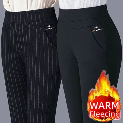 Womens Warm Winter Pencil Pants  Plush Lined Slim Fit Stretch Leggings 1