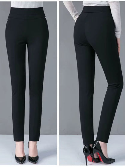 Womens Warm Winter Pencil Pants  Plush Lined Slim Fit Stretch Leggings 3