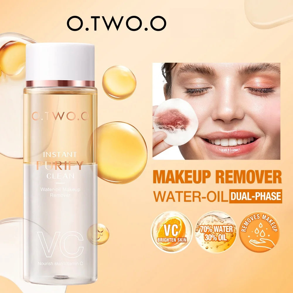 Water Oil Makeup Remover, Gentle VC Essence Cleanser, Full Face Purify and Moisturize, Removes Stubborn Makeup Easily