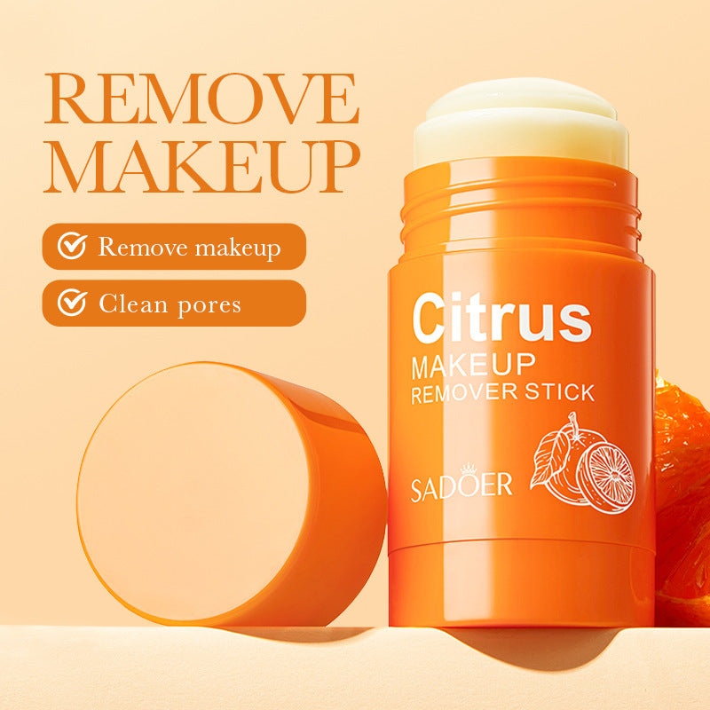 Portable Citrus Makeup Remover Stick, Deep Cleansing Balm Gel, Lip Makeup Cream Stick Remover, Cosmetics Moisturizing