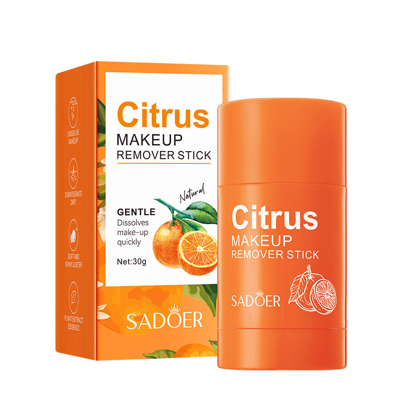 Portable Citrus Makeup Remover Stick, Deep Cleansing Balm Gel, Lip Makeup Cream Stick Remover, Cosmetics Moisturizing
