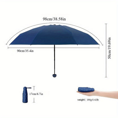 Compact Travel Mini Umbrella with UV Protection, 5 Fold Ultra Lightweight, Portable Manual Sunshade Umbrella