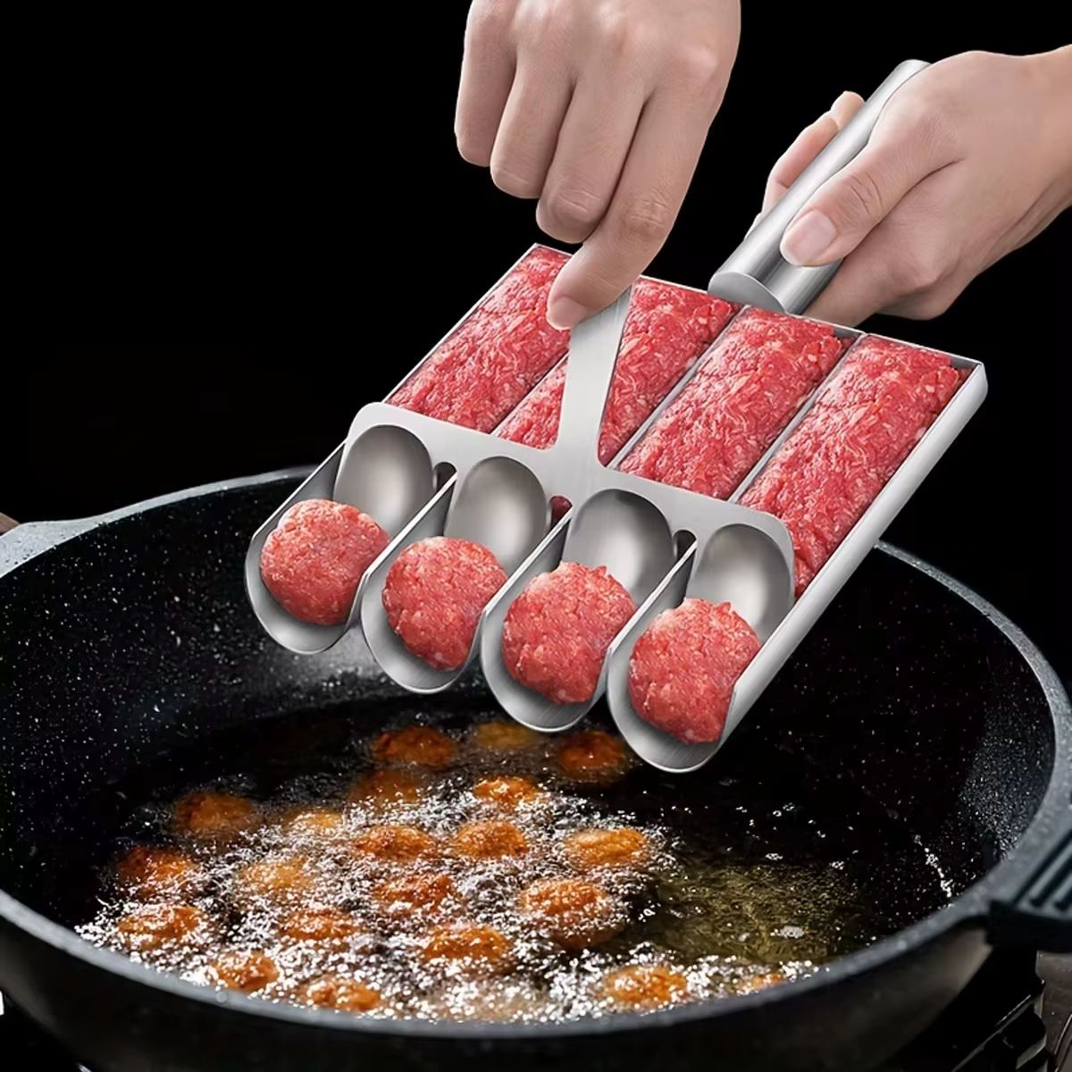 Easy-Release Non-Stick Meatball Maker Spoon – Manual Kitchen Tool for Perfect Meatballs & Fish Balls