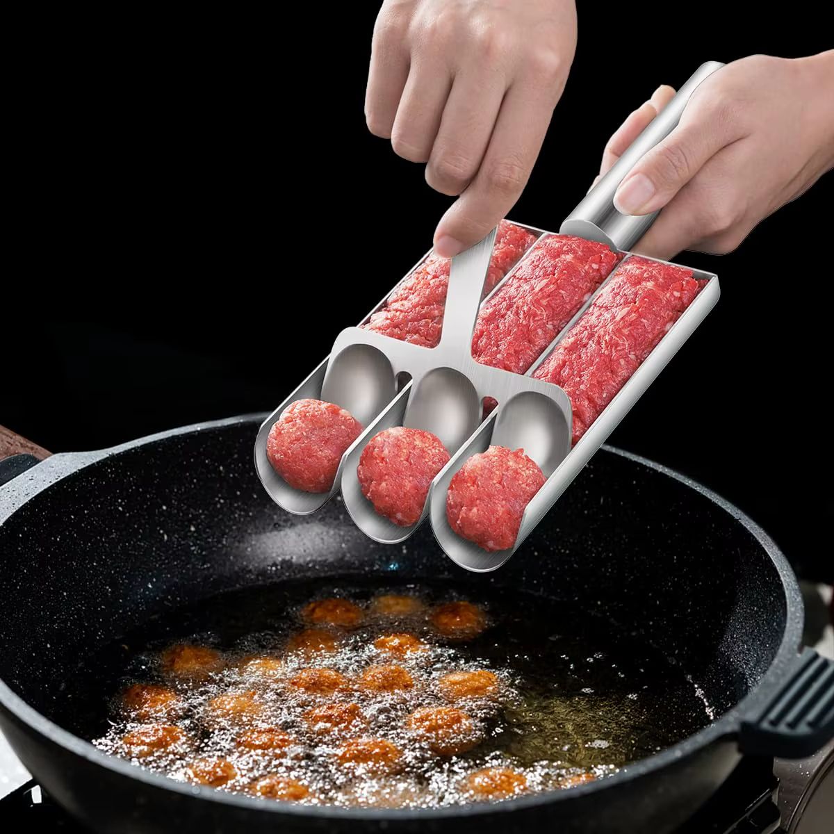 EasyRelease NonStick Meatball Maker Spoon  Manual Kitchen Tool For Perfect Meatballs  Fish Balls 4