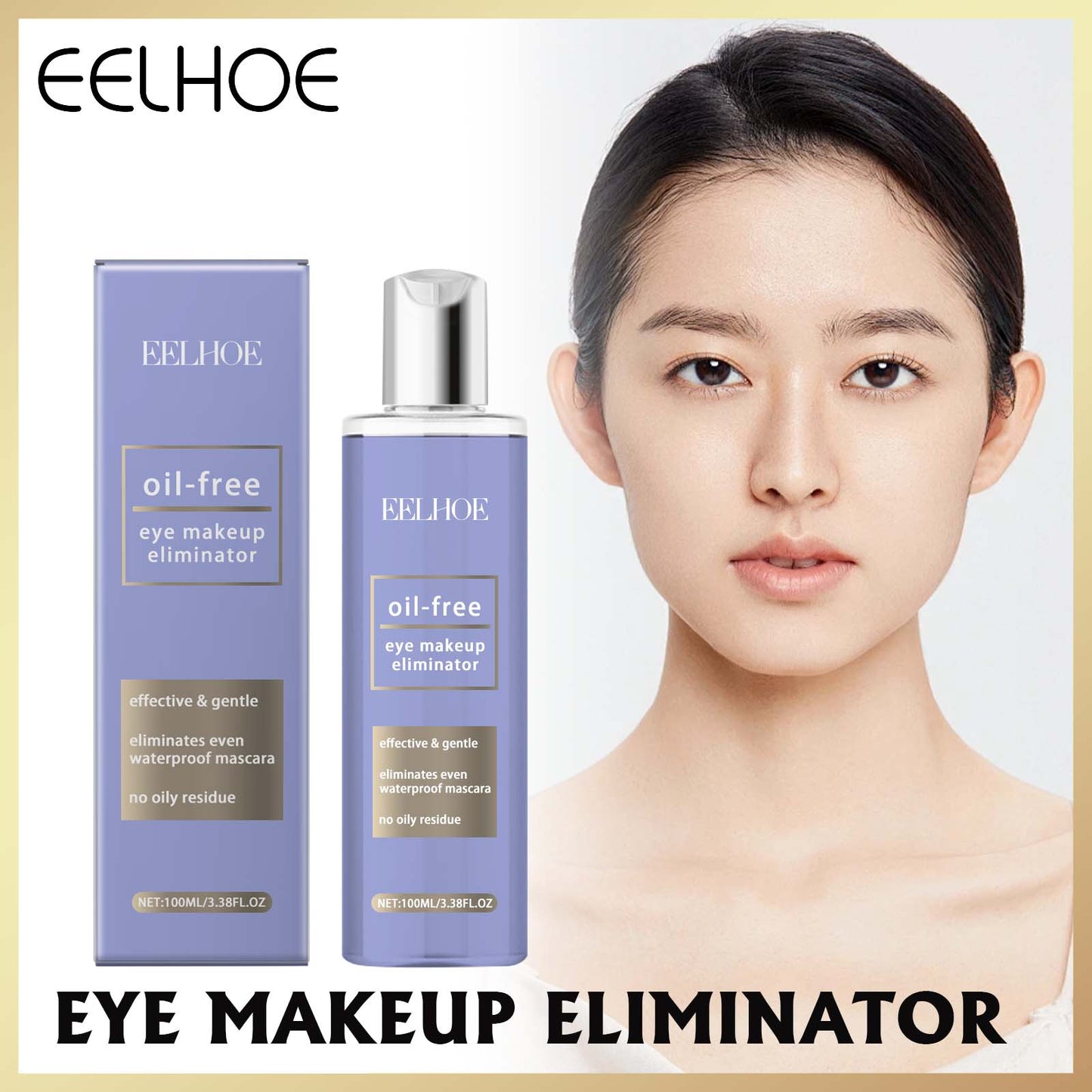 Three in One Cleansing Makeup Remover Water, Eye and Lip Makeup Remover Gently Cleanses Skin, Refreshing Face Cleanser