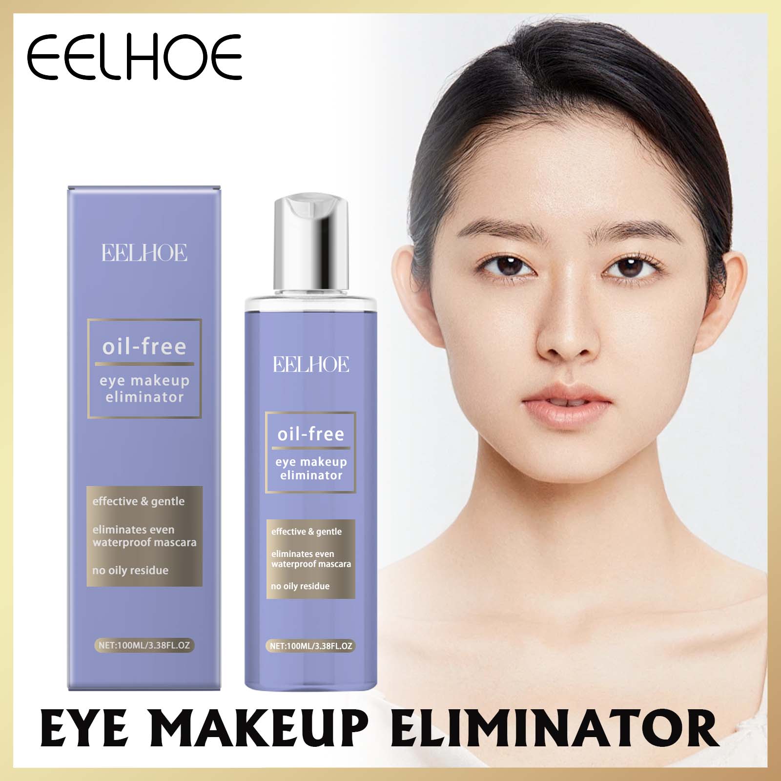 Three in One Cleansing Makeup Remover Water, Eye and Lip Makeup Remover Gently Cleanses Skin, Refreshing Face Cleanser