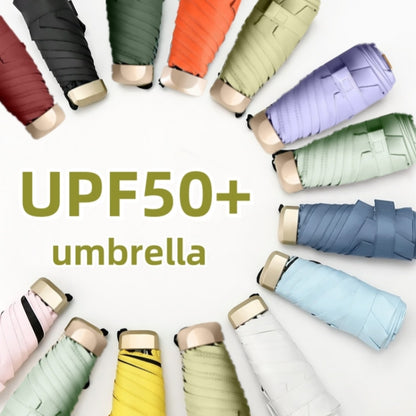 UPF50+ Mini Sun Umbrella, Small Pocket Rain, Travel Umbrella with Vinyl Folding Design for Ultimate UV Protection Sun