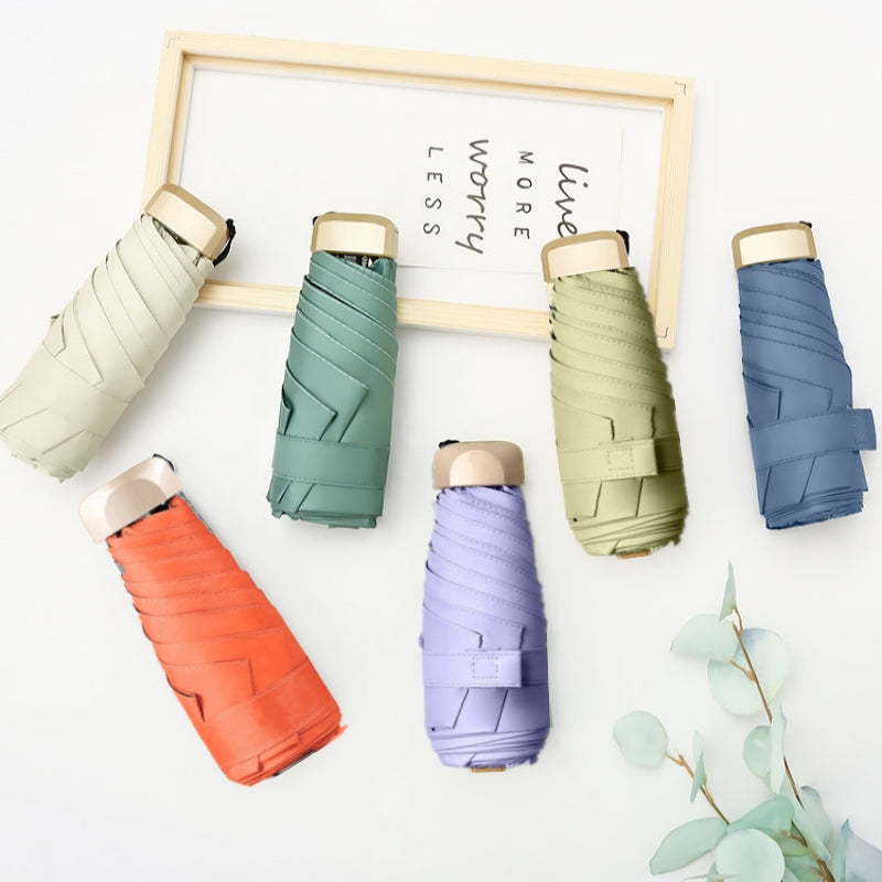 UPF50+ Mini Sun Umbrella, Small Pocket Rain, Travel Umbrella with Vinyl Folding Design for Ultimate UV Protection Sun