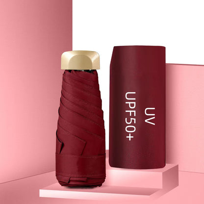 UPF50+ Mini Sun Umbrella, Small Pocket Rain, Travel Umbrella with Vinyl Folding Design for Ultimate UV Protection Sun