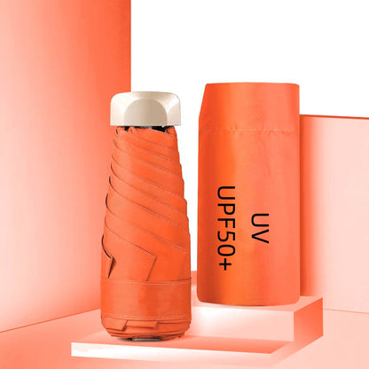 UPF50+ Mini Sun Umbrella, Small Pocket Rain, Travel Umbrella with Vinyl Folding Design for Ultimate UV Protection Sun