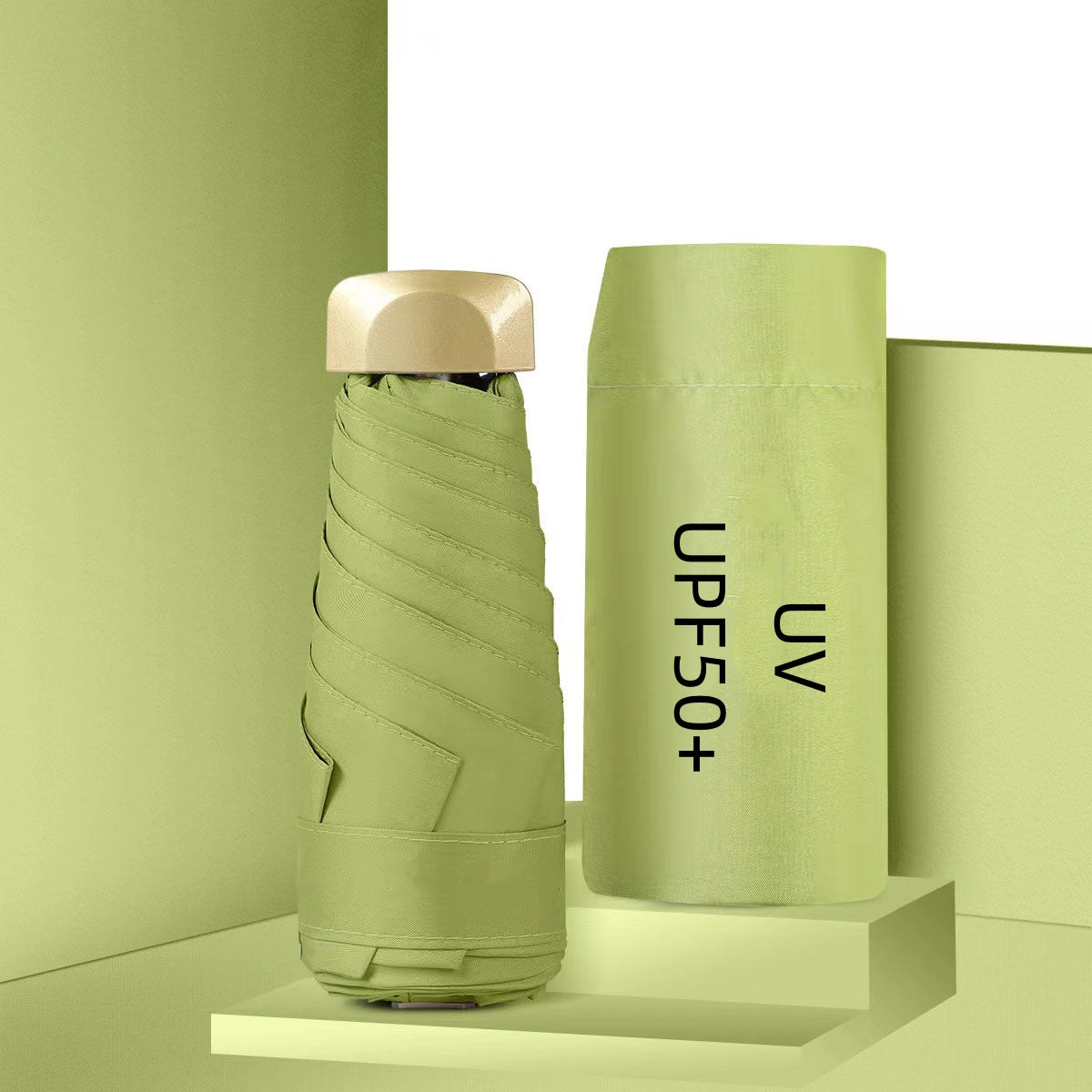 UPF50+ Mini Sun Umbrella, Small Pocket Rain, Travel Umbrella with Vinyl Folding Design for Ultimate UV Protection Sun