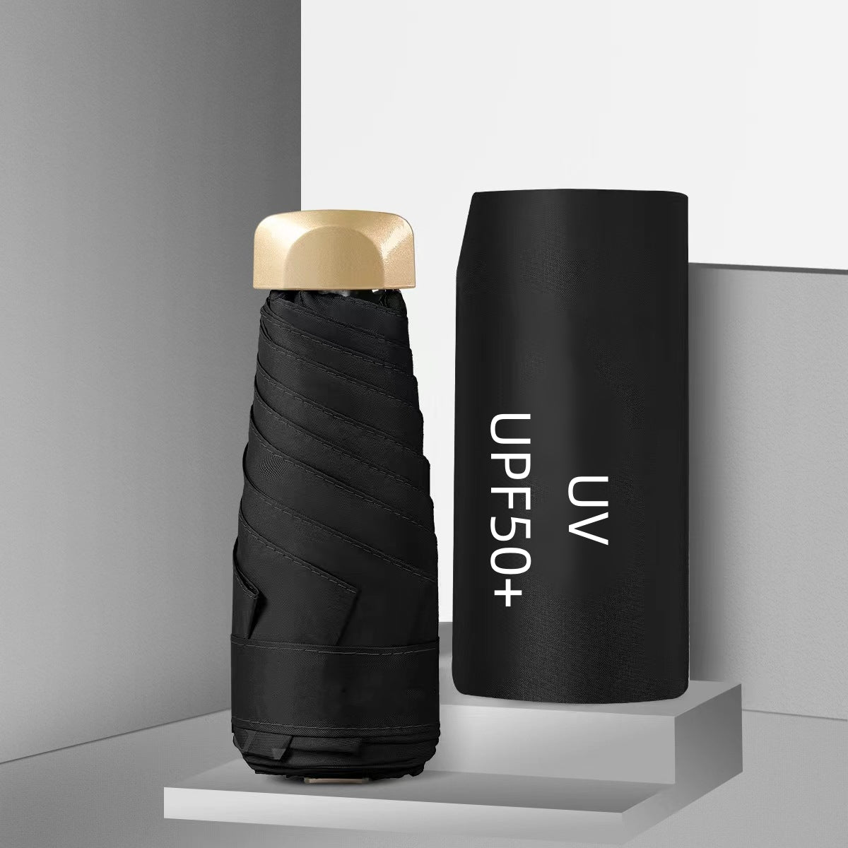 UPF50+ Mini Sun Umbrella, Small Pocket Rain, Travel Umbrella with Vinyl Folding Design for Ultimate UV Protection Sun
