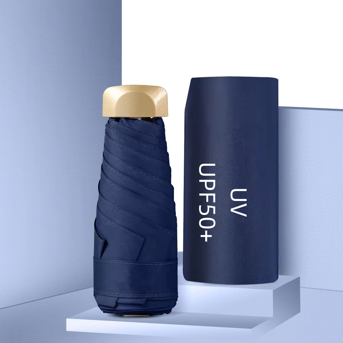 UPF50+ Mini Sun Umbrella, Small Pocket Rain, Travel Umbrella with Vinyl Folding Design for Ultimate UV Protection Sun