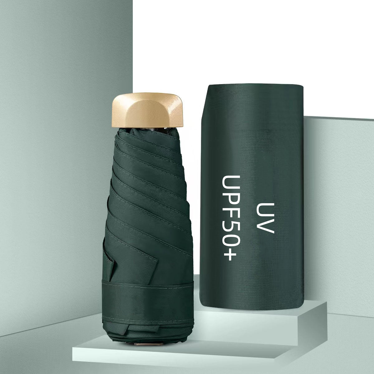 UPF50+ Mini Sun Umbrella, Small Pocket Rain, Travel Umbrella with Vinyl Folding Design for Ultimate UV Protection Sun