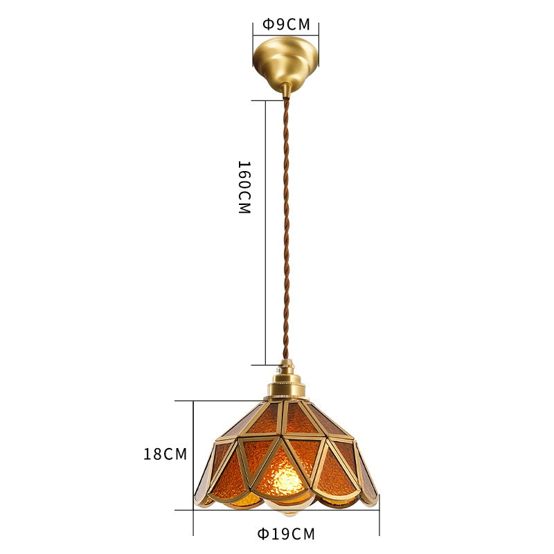 IWHD Japanese Style Vintage Pendant Lamp Slag Glass  Polished Copper LED Hanglamp For Bedroom Bar C 1