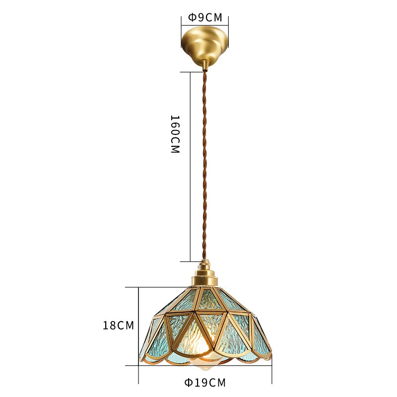 IWHD Japanese Style Vintage Pendant Lamp Slag Glass  Polished Copper LED Hanglamp For Bedroom Bar C 4