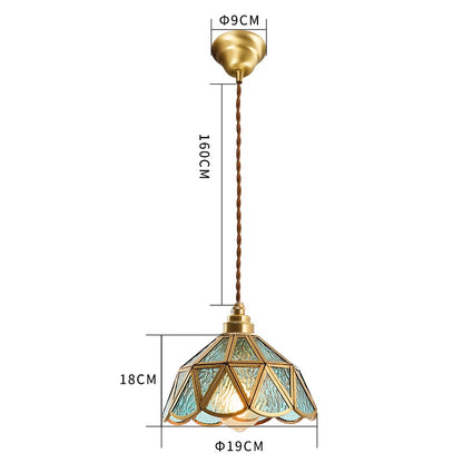 IWHD Japanese Style Vintage Pendant Lamp Slag Glass  Polished Copper LED Hanglamp For Bedroom Bar C 4