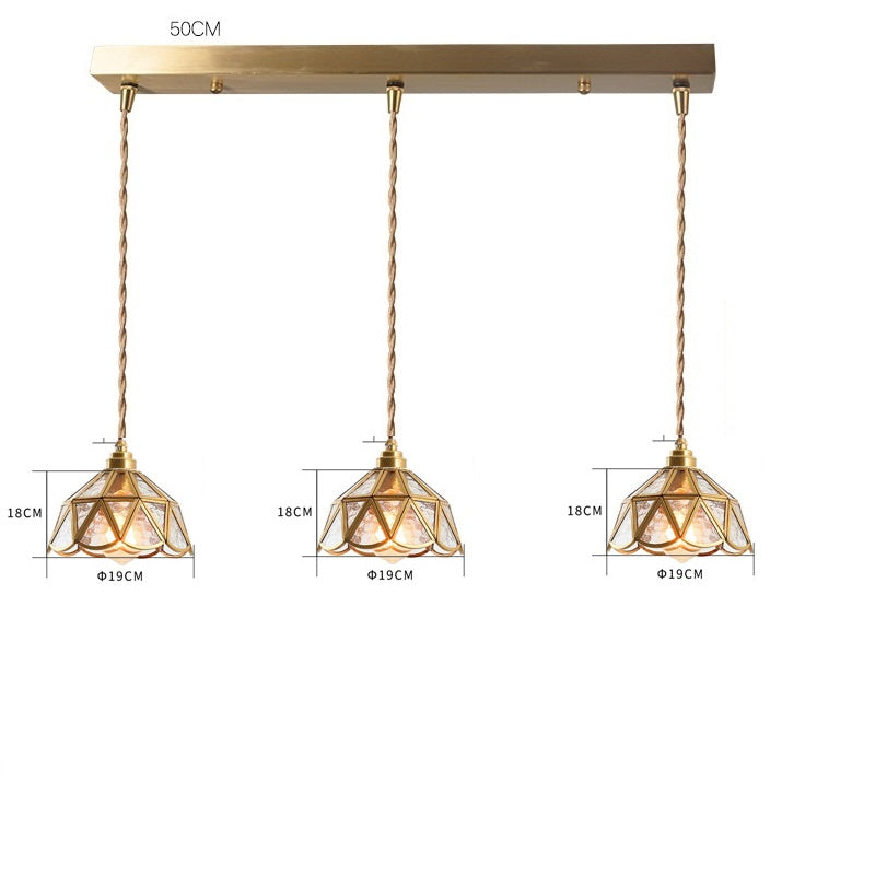 IWHD Japanese Style Vintage Pendant Lamp Slag Glass  Polished Copper LED Hanglamp For Bedroom Bar C 5