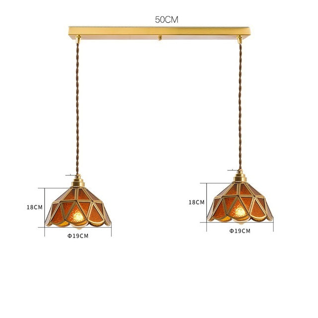 IWHD Japanese Style Vintage Pendant Lamp Slag Glass  Polished Copper LED Hanglamp For Bedroom Bar C 6