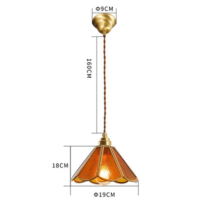 IWHD Japanese Style Vintage Pendant Lamp Slag Glass  Polished Copper LED Hanglamp For Bedroom Bar C 8