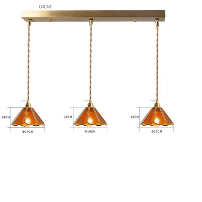 IWHD Japanese Style Vintage Pendant Lamp Slag Glass  Polished Copper LED Hanglamp For Bedroom Bar C 10