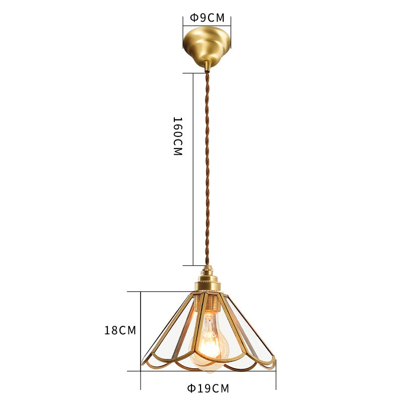 IWHD Japanese Style Vintage Pendant Lamp Slag Glass  Polished Copper LED Hanglamp For Bedroom Bar C 7