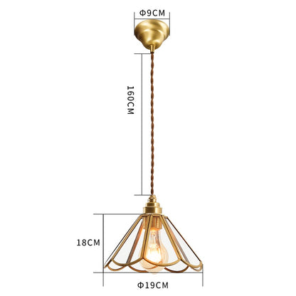 IWHD Japanese Style Vintage Pendant Lamp Slag Glass  Polished Copper LED Hanglamp For Bedroom Bar C 7