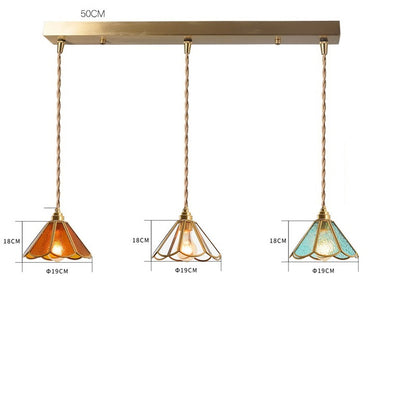 IWHD Japanese Style Vintage Pendant Lamp Slag Glass  Polished Copper LED Hanglamp For Bedroom Bar C 11