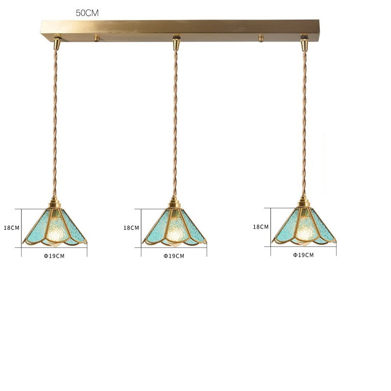 IWHD Japanese Style Vintage Pendant Lamp Slag Glass  Polished Copper LED Hanglamp For Bedroom Bar C 13