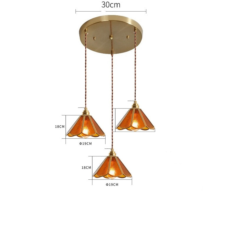 IWHD Japanese Style Vintage Pendant Lamp Slag Glass  Polished Copper LED Hanglamp For Bedroom Bar C 15