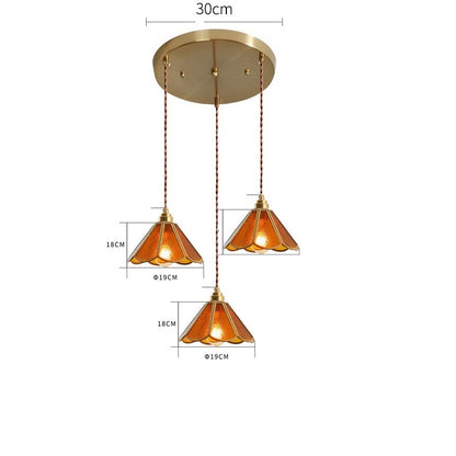 IWHD Japanese Style Vintage Pendant Lamp Slag Glass  Polished Copper LED Hanglamp For Bedroom Bar C 15