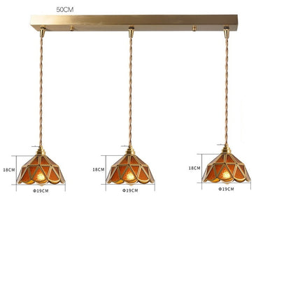 IWHD Japanese Style Vintage Pendant Lamp Slag Glass  Polished Copper LED Hanglamp For Bedroom Bar C 17