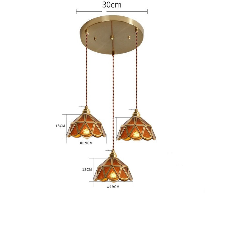 IWHD Japanese Style Vintage Pendant Lamp Slag Glass  Polished Copper LED Hanglamp For Bedroom Bar C 19
