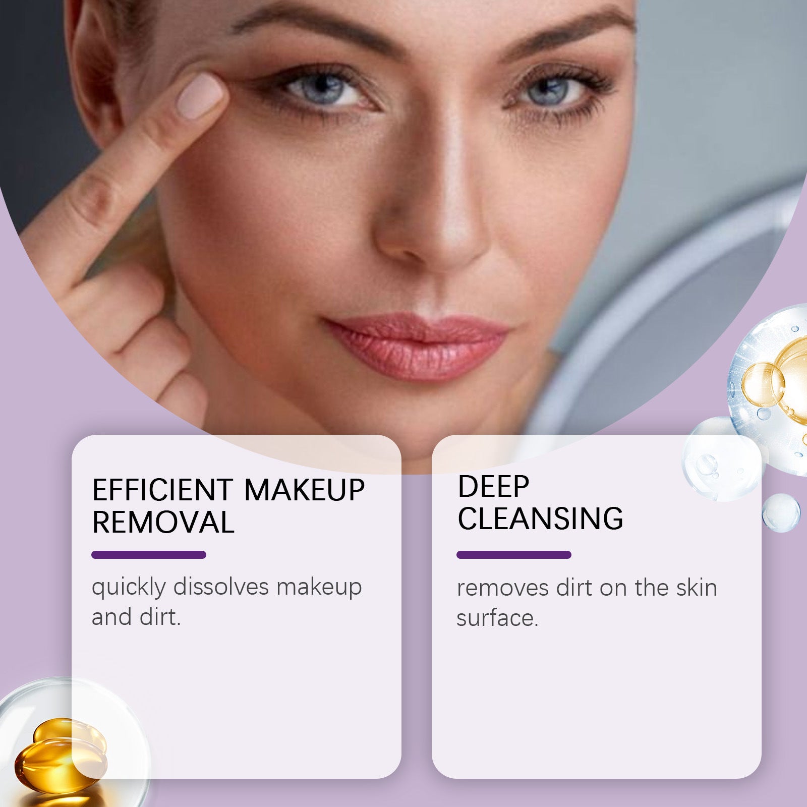 Lightweight Grape Seed Cleansing Oil for Face, Nourish Moisturizing Makeup Remover, Smooth Soothing Non Irritating Oil