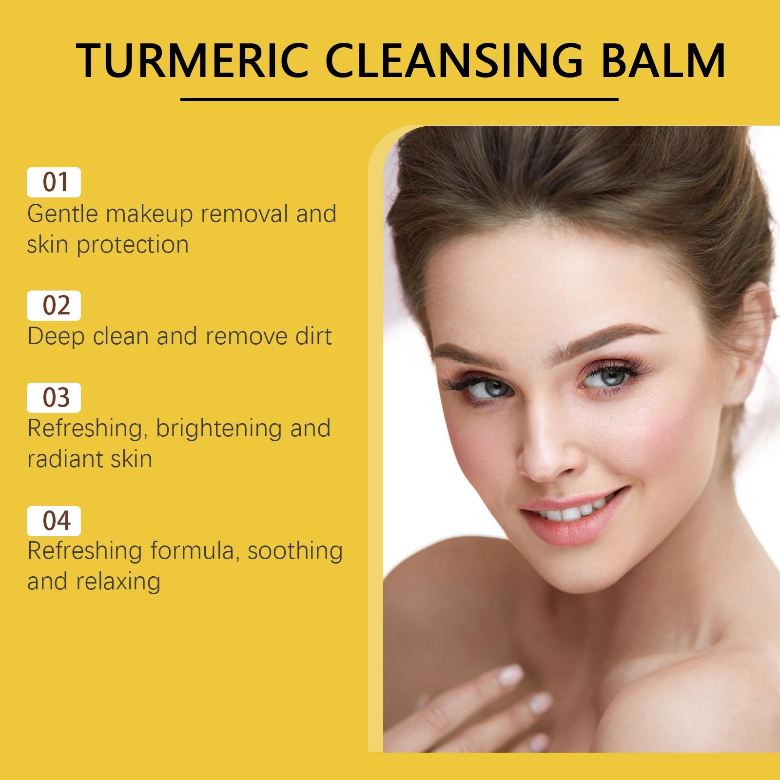 Turmeric Cleansing Balm Face Eye Lip, Ginger Lemon Makeup Remover Balm, Gentle Non Tightening Facial Cleansing Cream