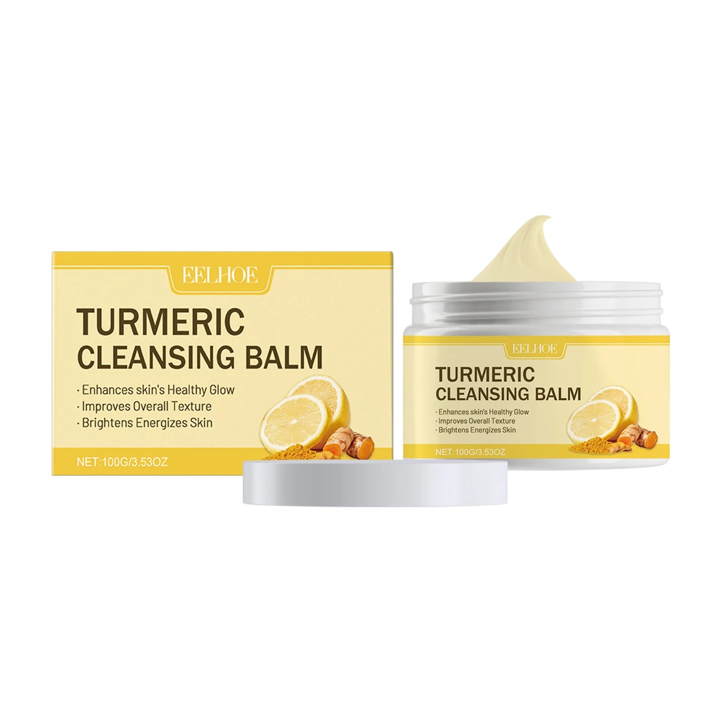 Turmeric Cleansing Balm Face Eye Lip, Ginger Lemon Makeup Remover Balm, Gentle Non Tightening Facial Cleansing Cream