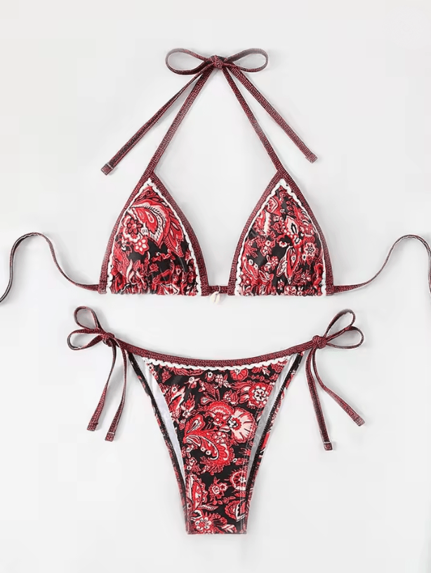 Summer Halter String Triangle Bikini Two Piece Swimwear For Women 7