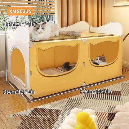 All Seasons Semi Enclosed Cat Nest Large Cozy Pet Bed 13