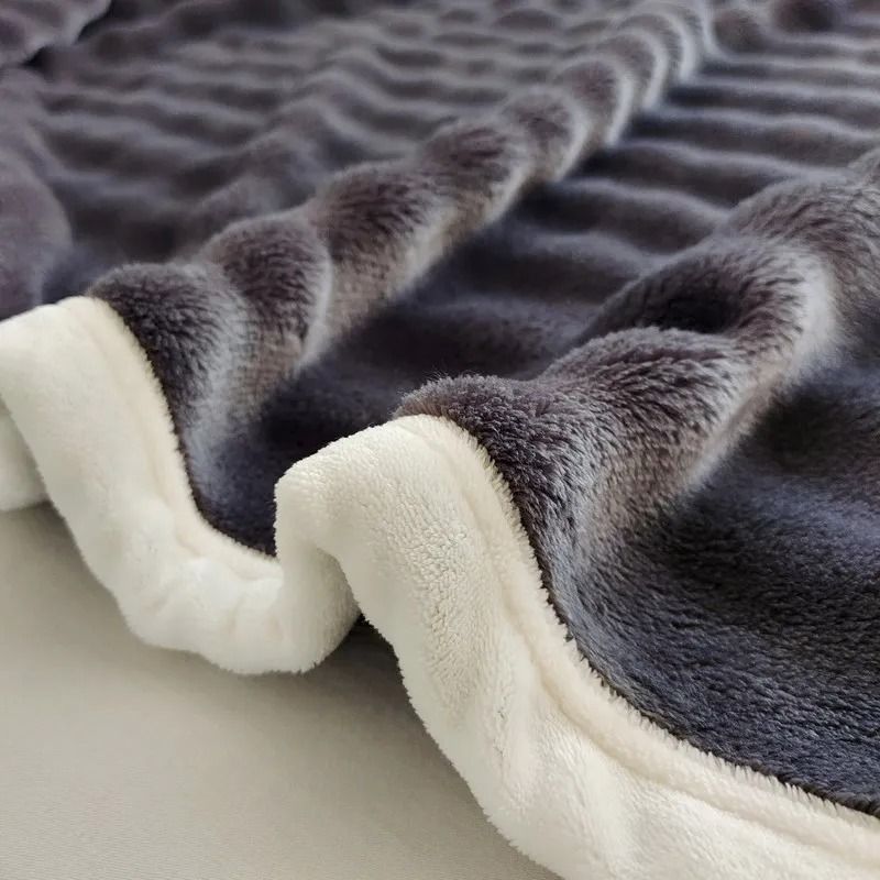 Solid Color Flannel Rabbit Fur Soft Sofa And Bed Blanket 4
