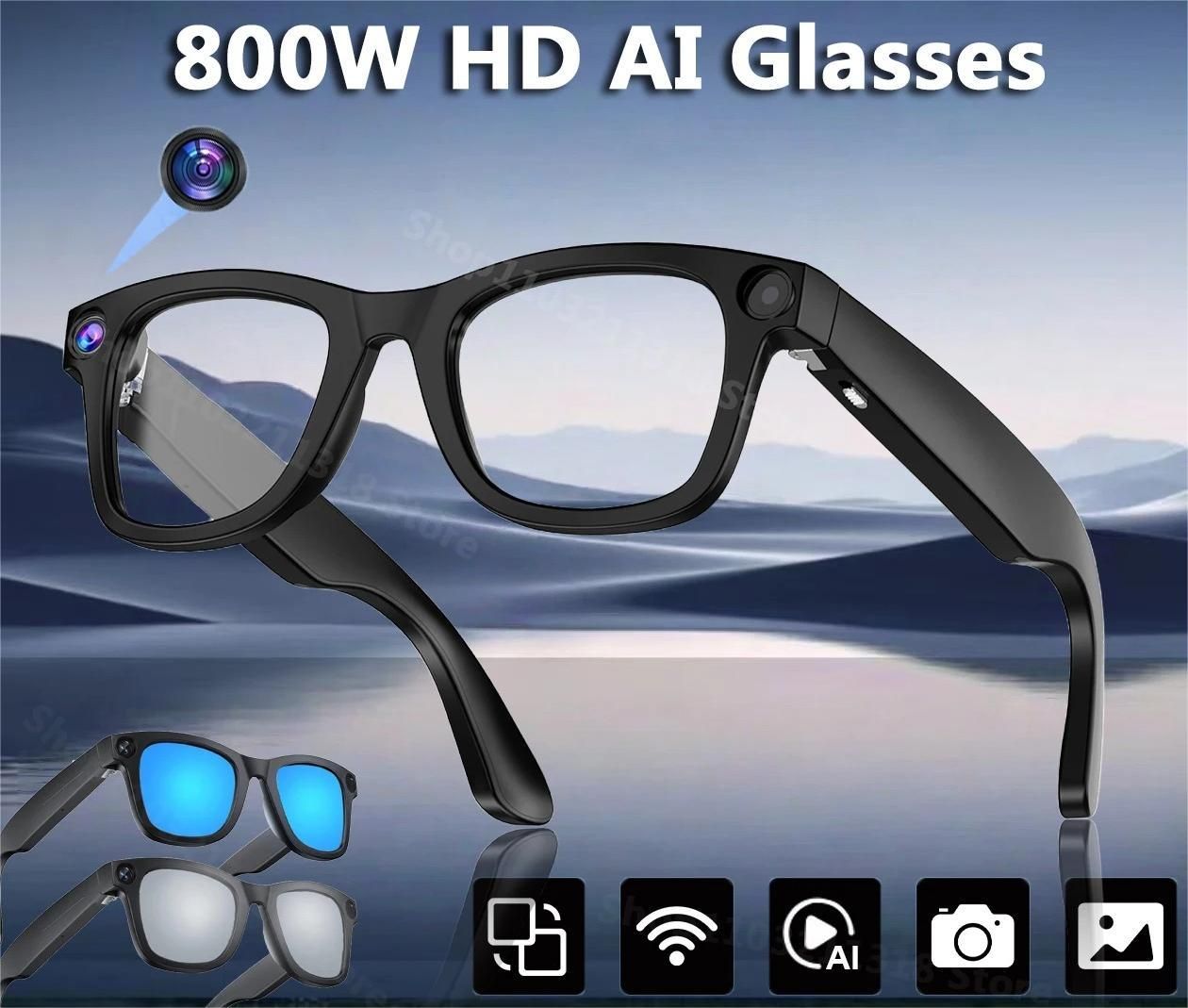 Smart AI Video Glasses with HD Camera Voice Call Translation