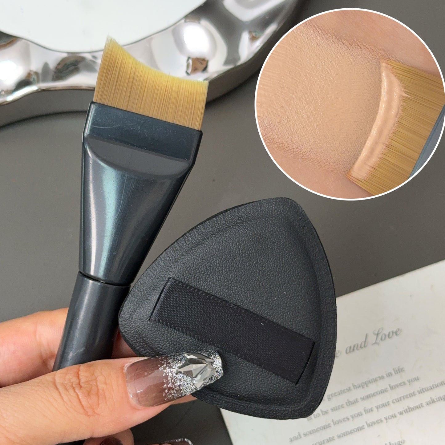 Foundation Makeup Tools Kit, Portable Concealer Brush Powder Puff Cream Palette, Easy Travel Daily Makeup Blending Tool