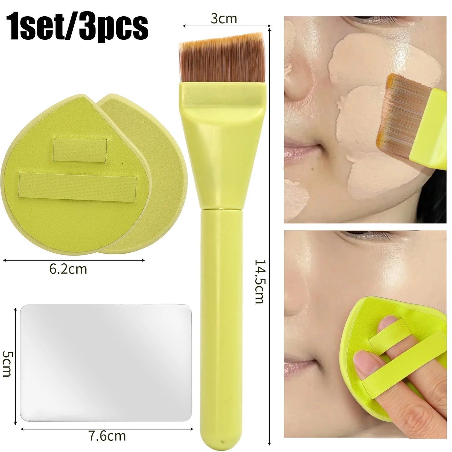 Foundation Makeup Tools Kit, Portable Concealer Brush Powder Puff Cream Palette, Easy Travel Daily Makeup Blending Tool