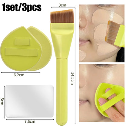 Foundation Makeup Tools Kit, Portable Concealer Brush Powder Puff Cream Palette, Easy Travel Daily Makeup Blending Tool