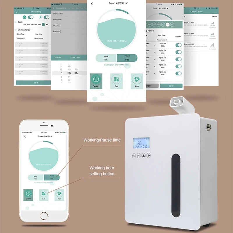 Wall Mounted Essential Oil Diffuser Hotel Aroma Diffuser Bluetooth APP Control HVAC Scent Machine   2